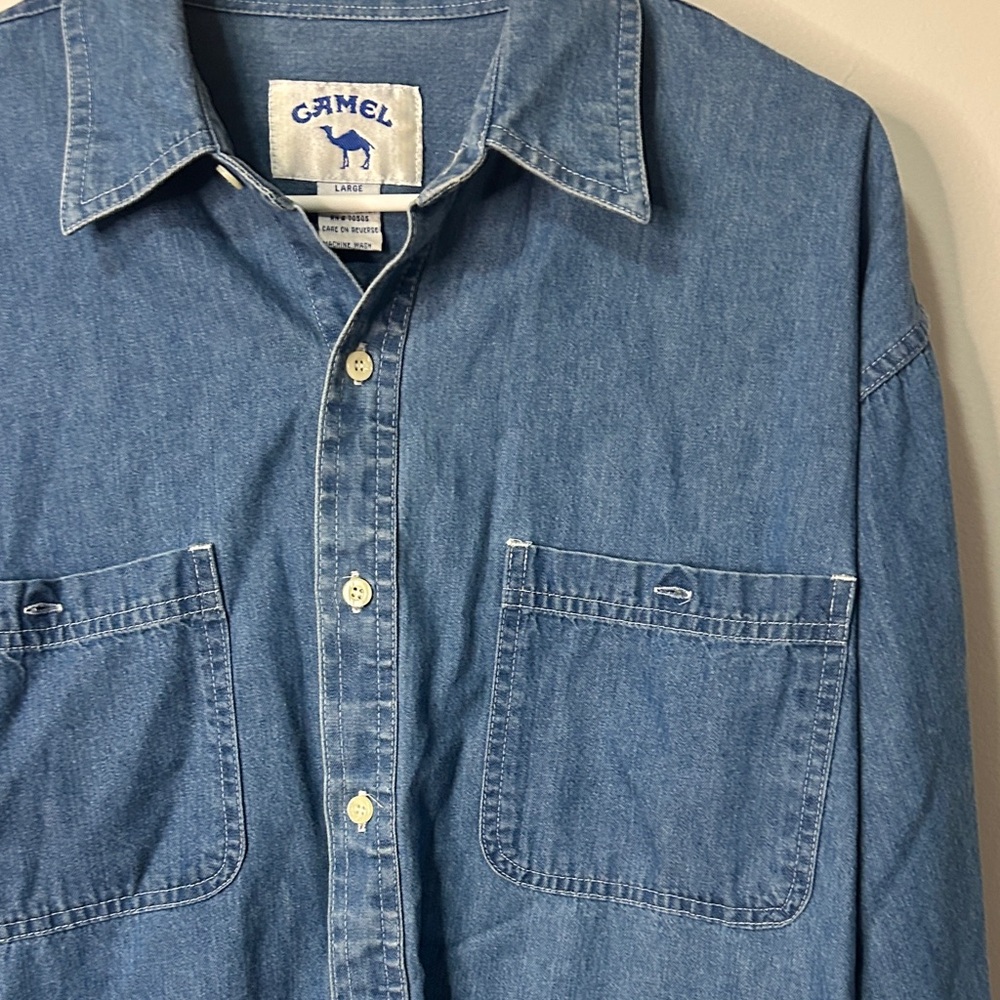 Vintage camel Embroidered Joe Camel Denim Shirt with Colorful Design size L - Picture 5 of 6